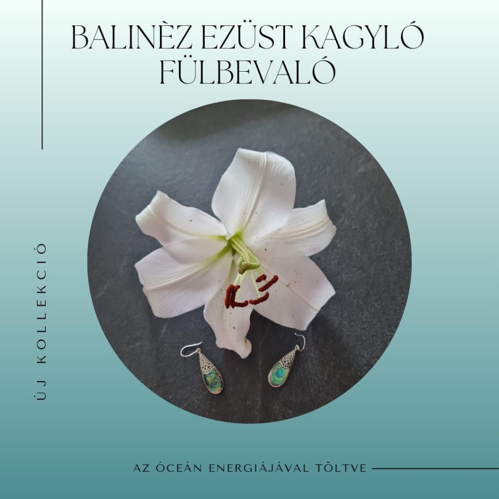 Balinéz ezüst kagyló fülbevaló az óceán energiájával feltöltve
